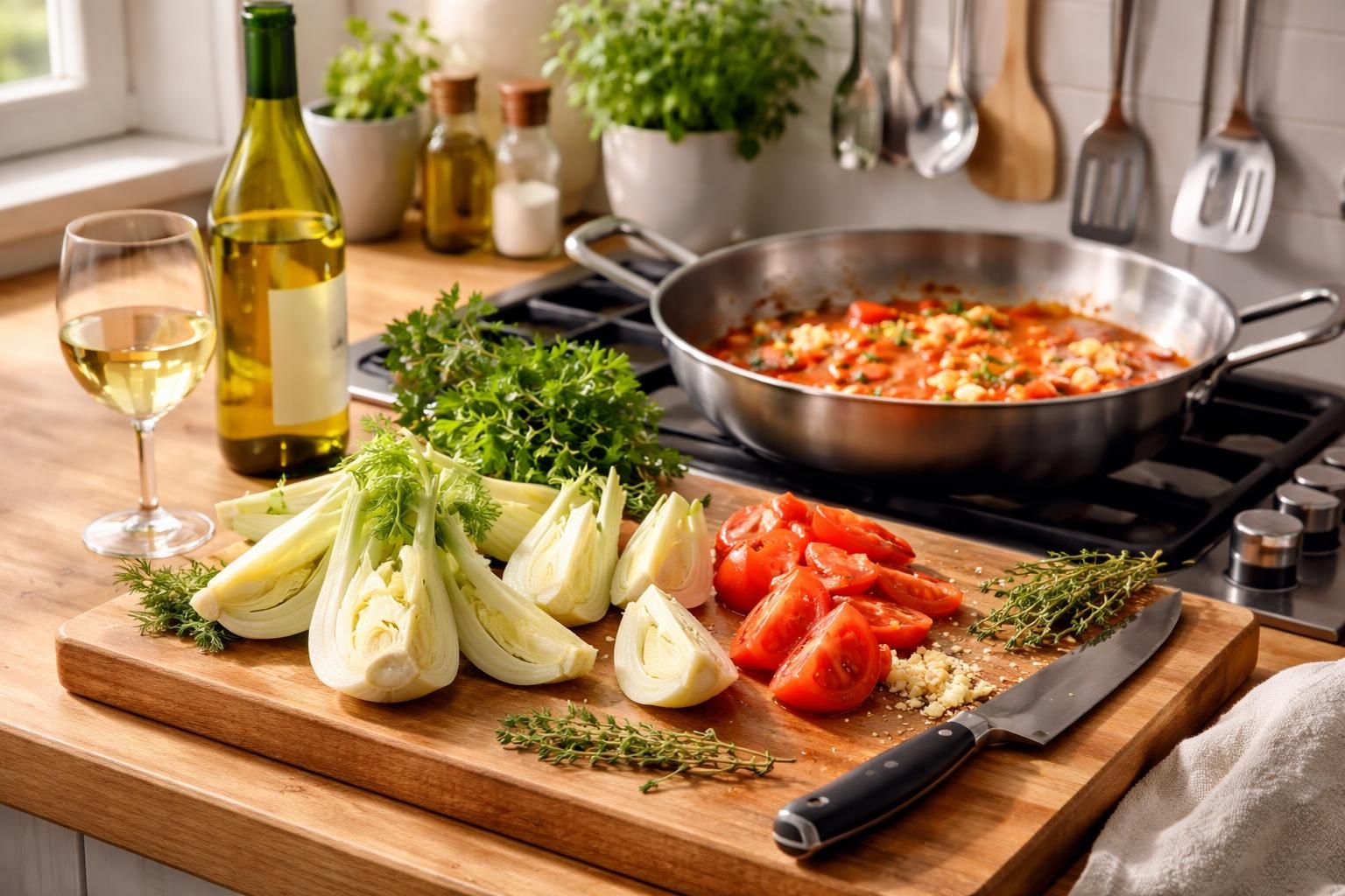 découvrez comment préparer facilement la recette savoureuse de fenouil à la tomate au vin blanc, idéale pour un plat aromatique et léger.