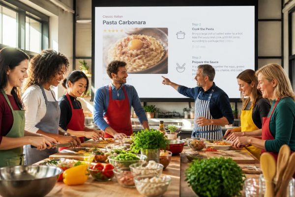 découvrez comment cuisiner à plusieurs grâce à notre écran de projection 4k, idéal pour suivre chaque étape de vos recettes en haute définition et partager un moment convivial en cuisine.