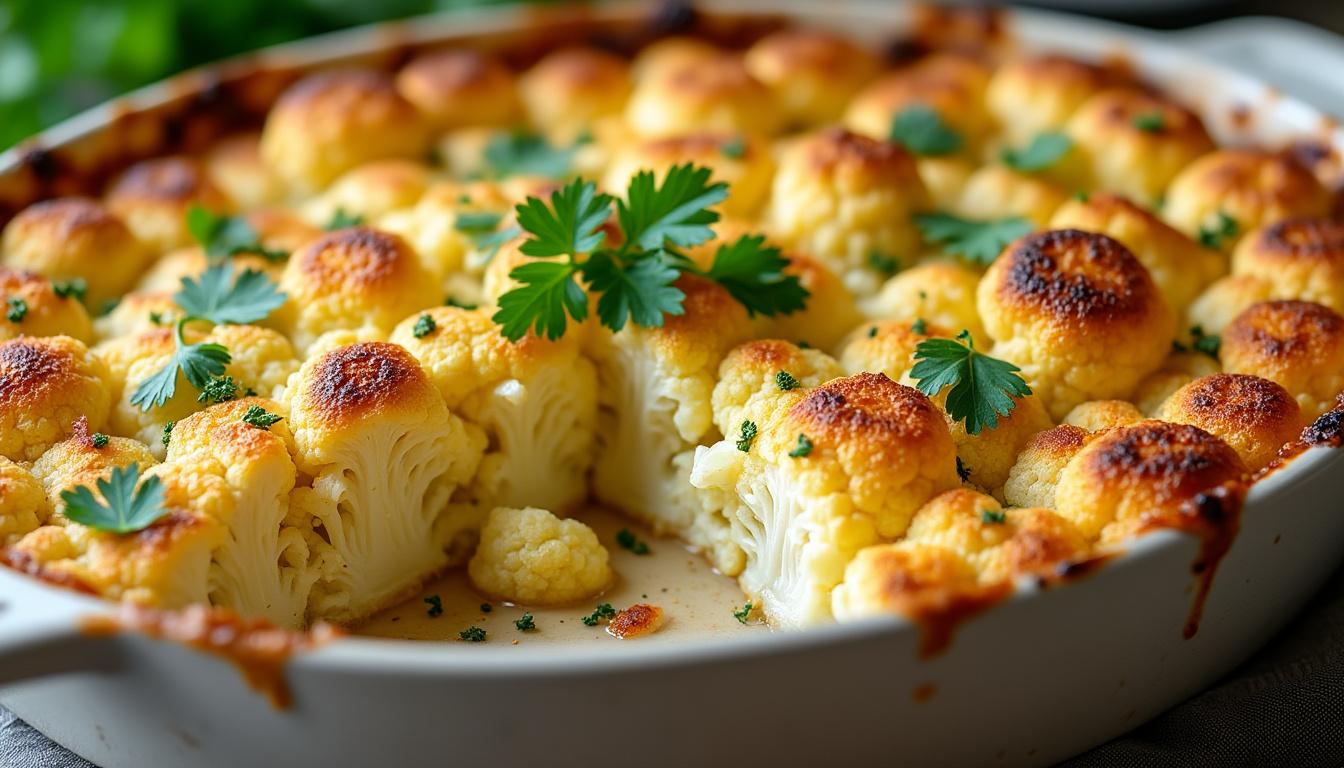 découvrez une recette savoureuse et saine de gratin de choux-fleurs léger, sans béchamel, parfaite pour un repas équilibré et gourmand.