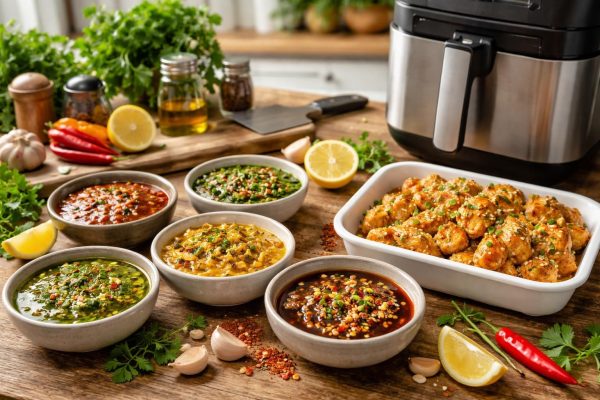 découvrez les meilleures marinades pour sublimer votre émincé de poulet à l'air fryer et régaler vos papilles avec des saveurs inoubliables.
