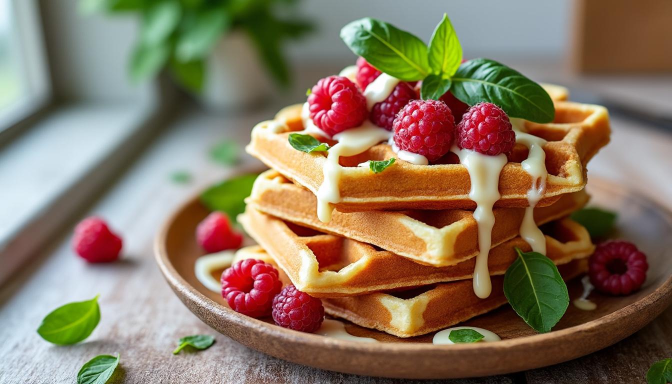 découvrez la recette parfaite de gaufres au chocolat blanc, framboise et basilic, avec tous les secrets pour une cuisson réussie et un goût exquis.