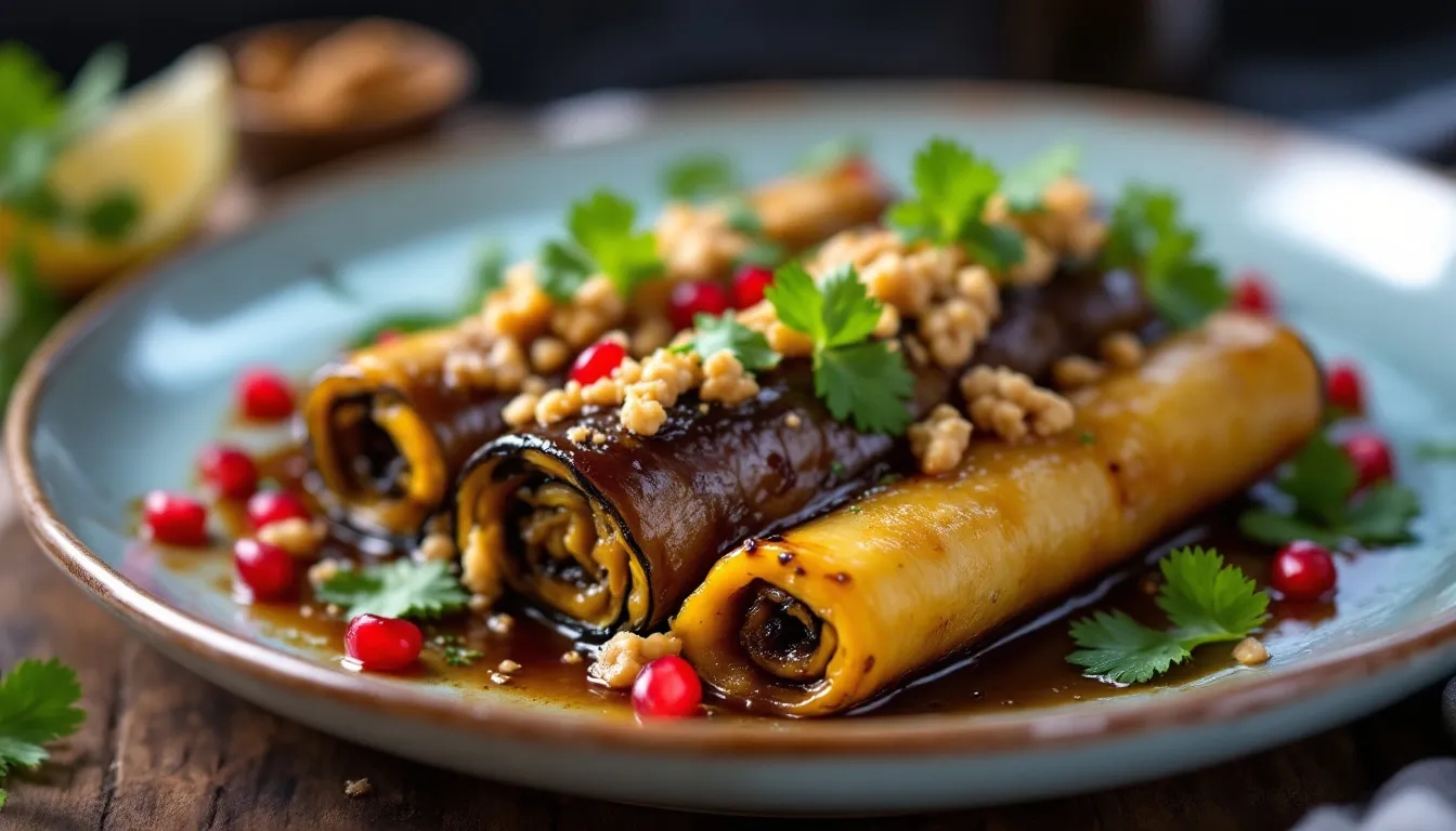 aubergines roulées aux noix