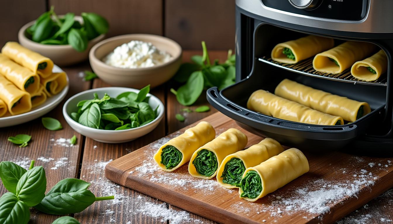 découvrez comment préparer des cannelloni savoureux et sains à l'air fryer grâce à notre guide étape par étape avec une garniture délicieuse et nutritive.