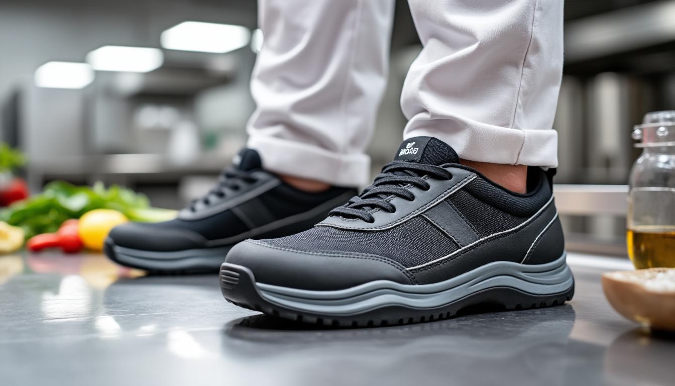 découvrez notre sélection de chaussures de sécurité pour la cuisine, alliant confort et style. idéales pour les professionnels et passionnés de cuisine, ces chaussures vous assurent une protection optimale sans compromis sur l'élégance. trouvez le modèle parfait pour travailler en toute sécurité.