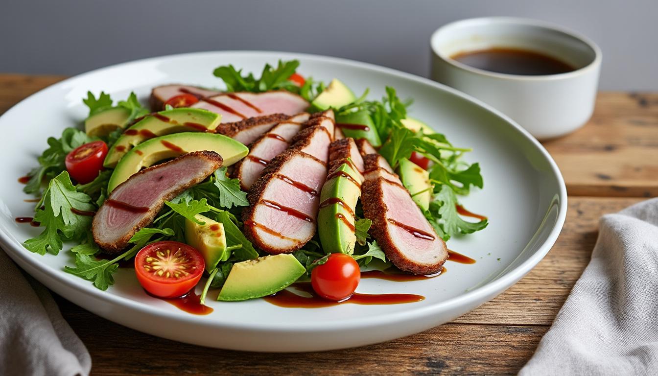 découvrez comment préparer une salade de magret de canard fumé et avocat en 5 étapes simples. savourez des mélanges de saveurs uniques et raffinées pour un repas gourmand et équilibré.