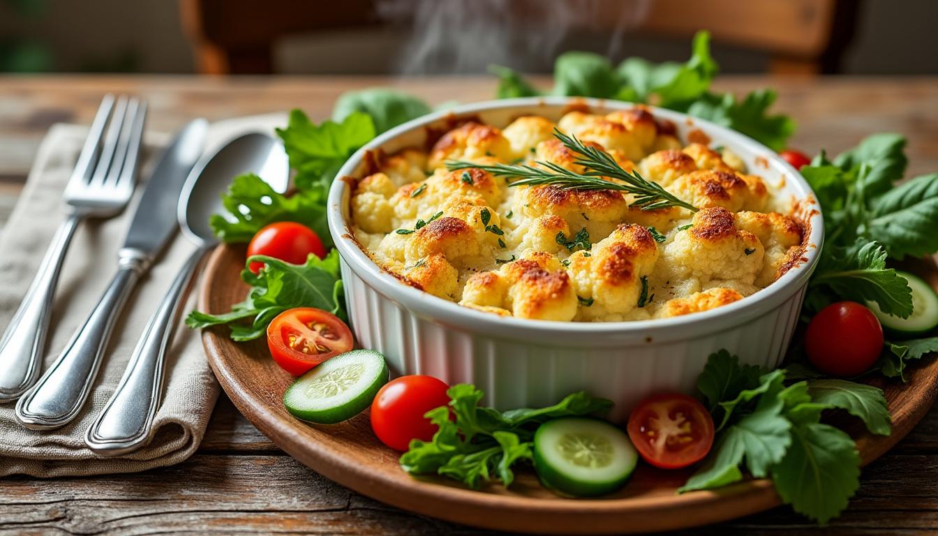 découvrez notre recette légère de gratin de choux-fleurs sans béchamel, facile à personnaliser selon vos envies pour un plat savoureux et sain.