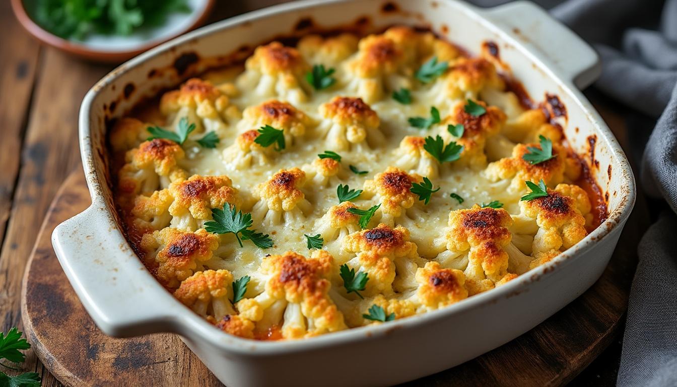 découvrez une recette légère de gratin de choux-fleurs sans béchamel, facile à personnaliser selon vos goûts pour un plat savoureux et sain.