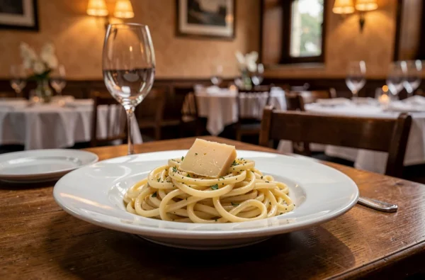 Assiette de cacio e pepe au Pecorino Romano au restaurant italien Cacio Pepe à Valenciennes